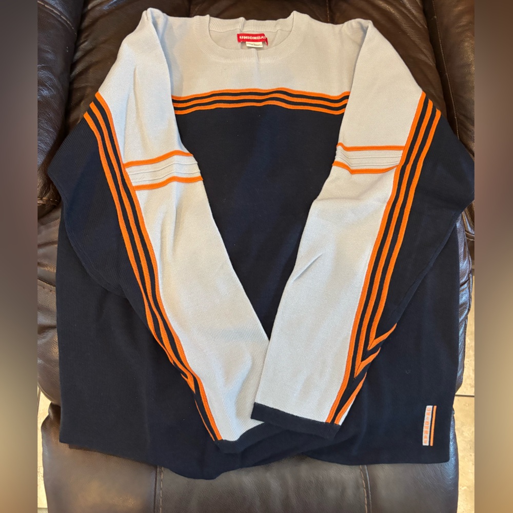 UNIONBAY Kids Black, Gray & Orange Striped Sweatpants